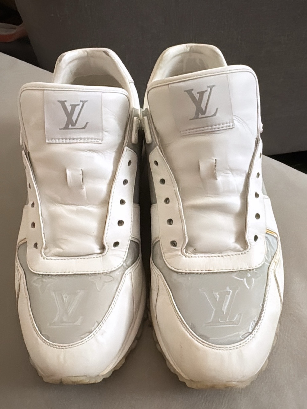 Louis Vuitton Run Away Sneakers 'White with Grey Monogram' Mens 10.5